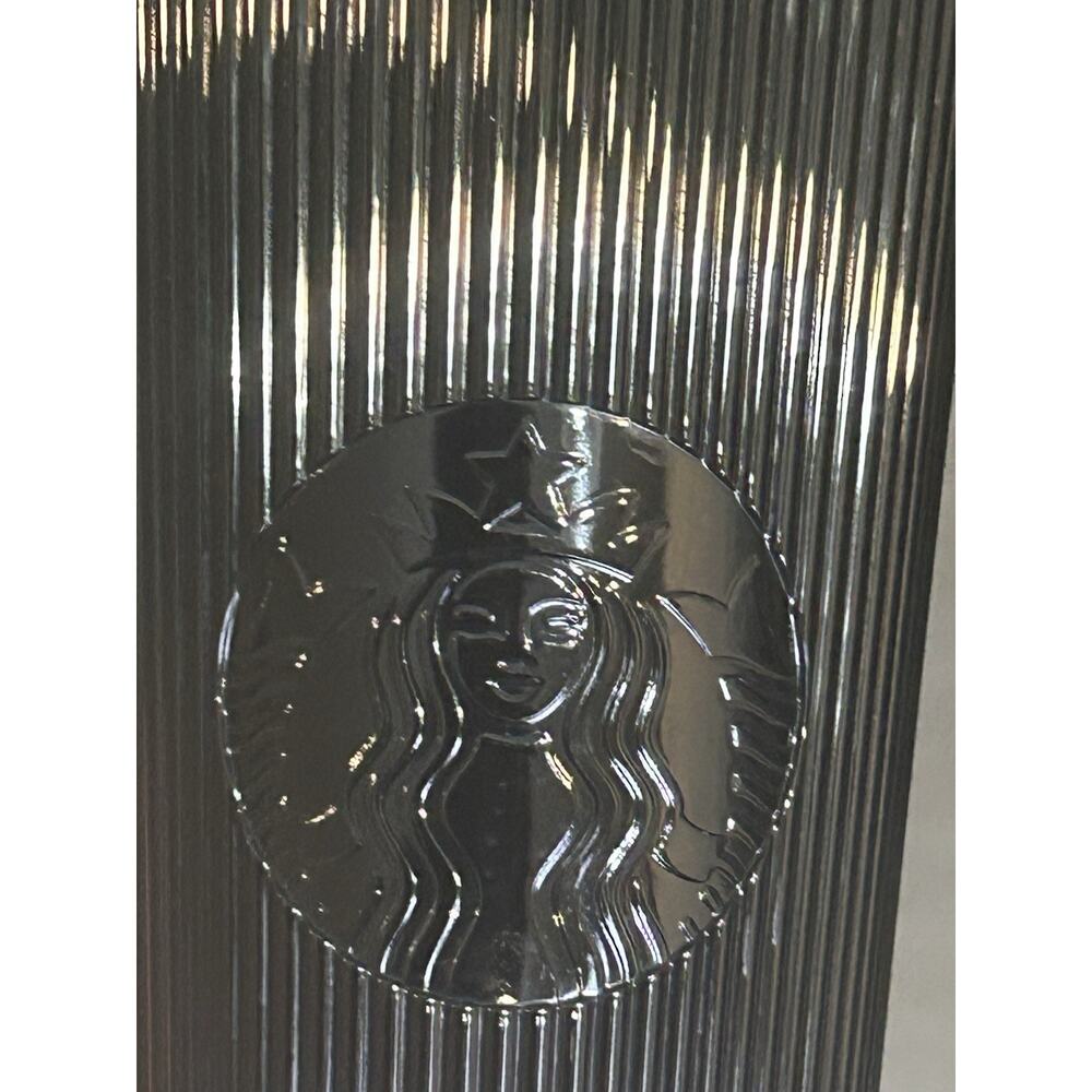 Starbucks Tumbler 2024 Black Pleated 24 oz Venti Cold Cup Straw Monogram Logo - Picture 2 of 4